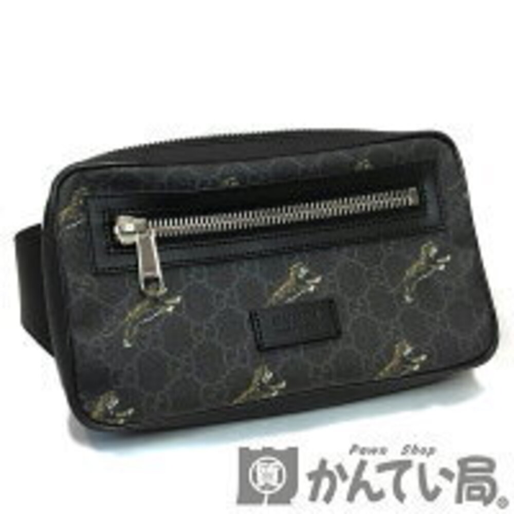 GUCCI Soft GG Supreme Tiger Belt Bag Body Bum Crossbody Belt Waist Black Gray